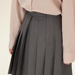 灰色高腰百褶短半裙|裙子|春夏款|Sora-905 第12張的照片