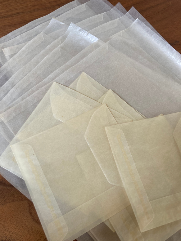 ヴィンテージ グラシン封筒 大10+小8枚セット 味紙 2枚目の画像