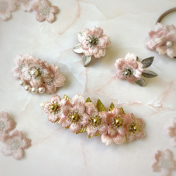 桜モチーフ刺繍パーツ/大:2枚セット 2枚目の画像