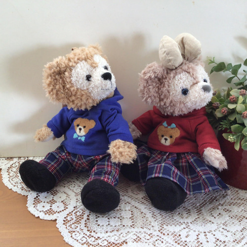 ポーチダッフィー 羊毛クマ付きブルーパーカーセット コスチューム 服