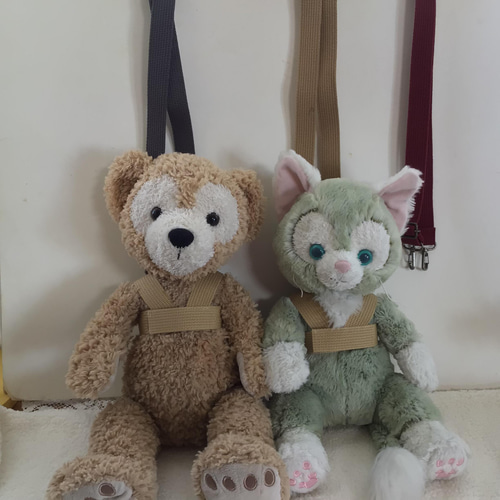 メル56906　ジェラトーニリーナベル帽子ポシェットセット ダッフィー&ジェラトーニ ハーネス＆ショルダーベルト グレー