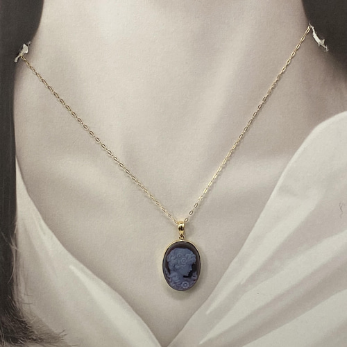 used k18YG AU750 18金 メノーカメオ ペンダントネックレス ネックレス  