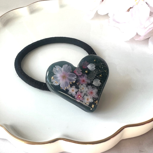桜ハート レジンヘアゴム