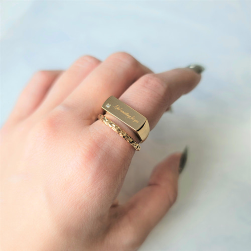 華奢なデコボコテクスチャーリング ゴールド 細めリング 重ね付けPY