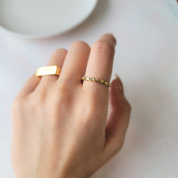 華奢なデコボコテクスチャーリング ゴールド 細めリング 重ね付けPY