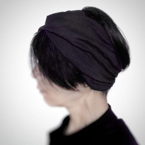 ターバンなヘアバンド ラメ黒ニット ヘアバンド・ターバン mille 