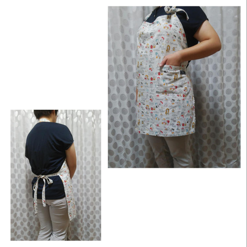 受注製作】エプロン＊大きいサイズ＊野菜柄(ブラック) エプロン