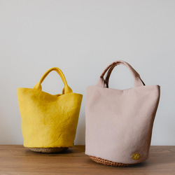 maru tote Linen【受注制作】丸底かごトート　リネン 7枚目の画像