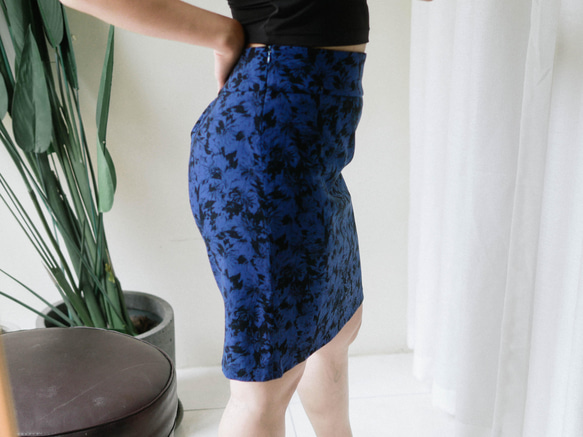 CLACIERインディゴフローラル装飾春フルスプリング春夏デイリーアンティークコットンストレートAラインスカートスカート 6枚目の画像