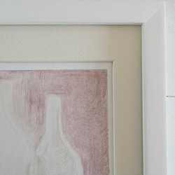 ボトルの絵・ピンク色の銅版画「 i tsu ka 」白い額入り/インテリアアクセサリー・アートピース/ 送料無料 6枚目の画像