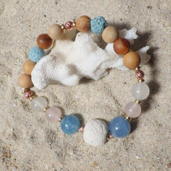 Seaside Aroma Diffuser Bracelet　アクアマリン＆ローズクウォーツのアロマブレスレット 9枚目の画像