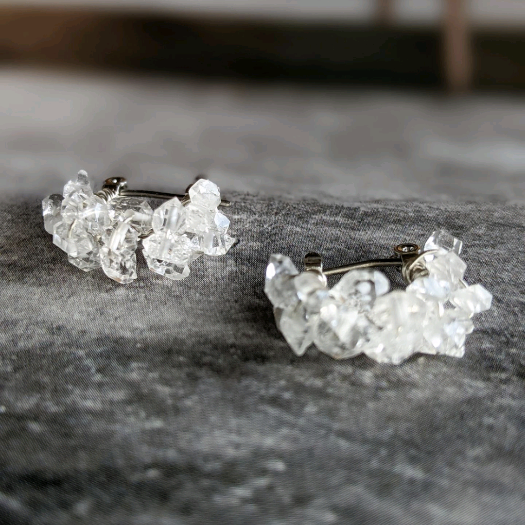 贅沢8㌌以上の存在感‼ ハーキマーダイヤモンドピアスorイヤリング サージカルステンレスSV92514Kgf