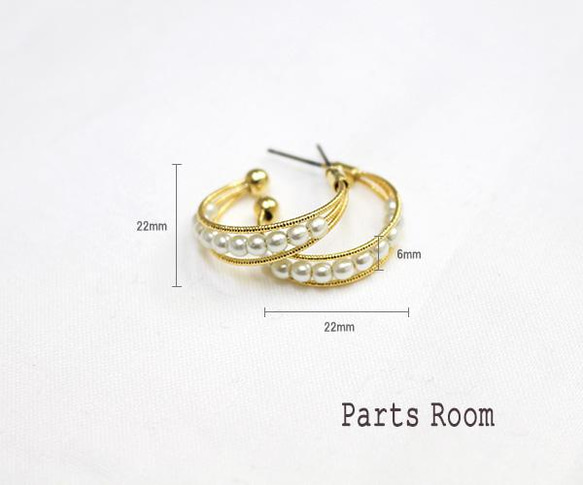 [2 件] 珍珠圈耳環 [金色] [無鈦柱扣]-mt-3573 第3張的照片