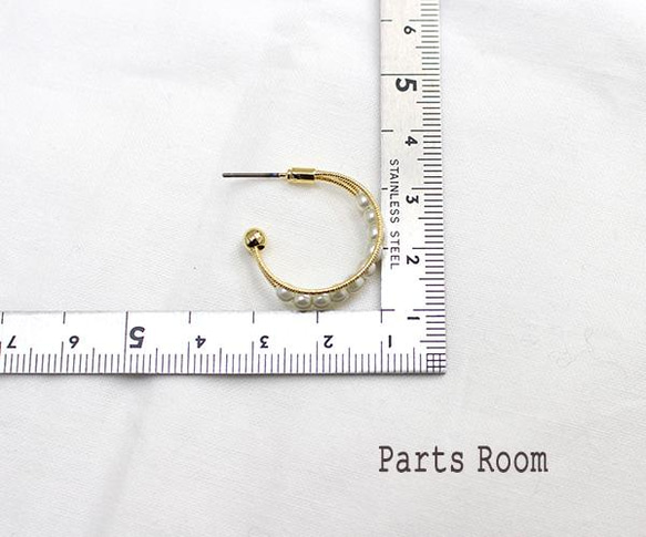 [2 件] 珍珠圈耳環 [金色] [無鈦柱扣]-mt-3573 第4張的照片