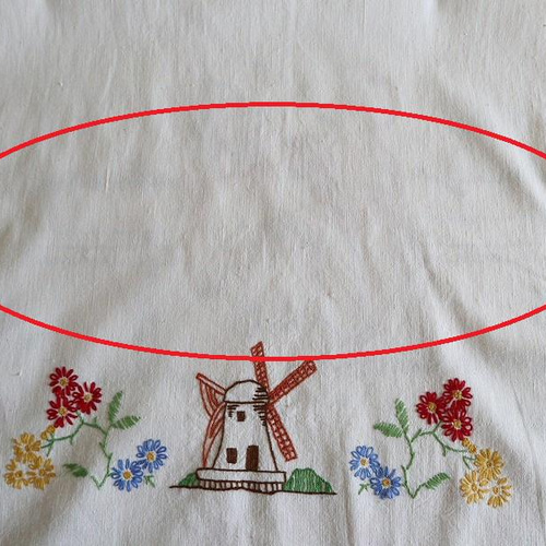 ドイツの手仕事/オランダの民族衣装の男女と風車小屋 お花の手刺繍