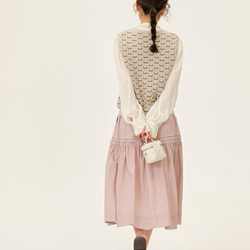 玫瑰粉色高腰肌理褶皺半裙|裙子|春夏款|Sora-906 第18張的照片