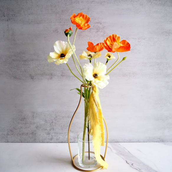 オレンジポピーとイエローラナンキュラス】｜アーティフィシャル