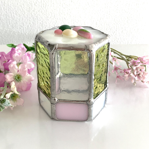 『Sweet night』桜と抹茶のケーキ　LEDキャンドルホルダー 8枚目の画像