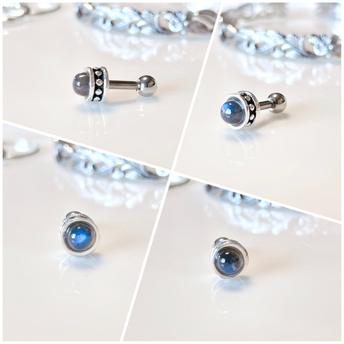 天然石 ジェンダーレスピアスシリーズ ラブラドライト ボディピアス