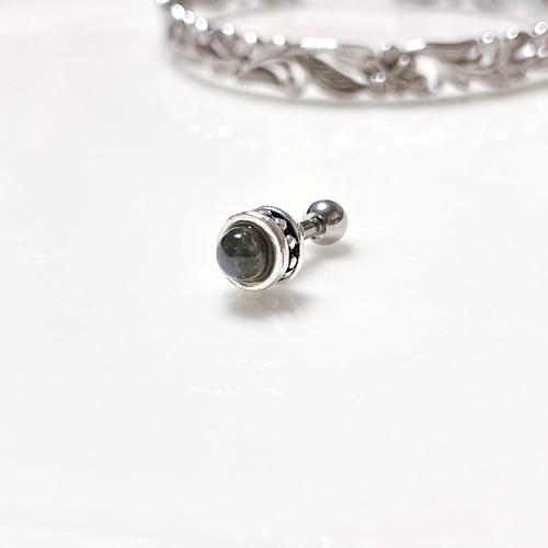 天然石 ジェンダーレスピアスシリーズ ラブラドライト ボディピアス