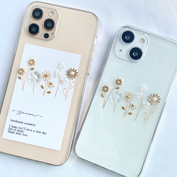 YN-15GD,【floret】,スマホケース　クリアケース　iPhone12 iPhone13, 4枚目の画像