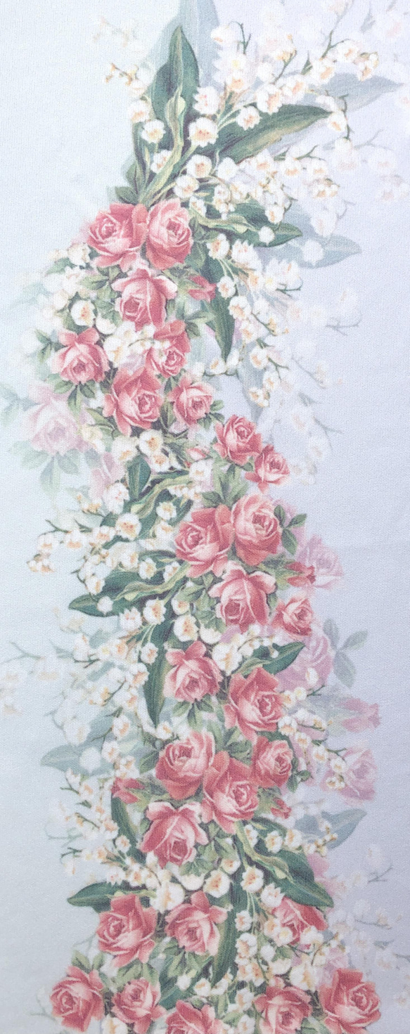 B品【薔薇とスズラン半襟】「ラベンダー&ミント」少し濃いめの春のささやき【カット難あり】 2枚目の画像