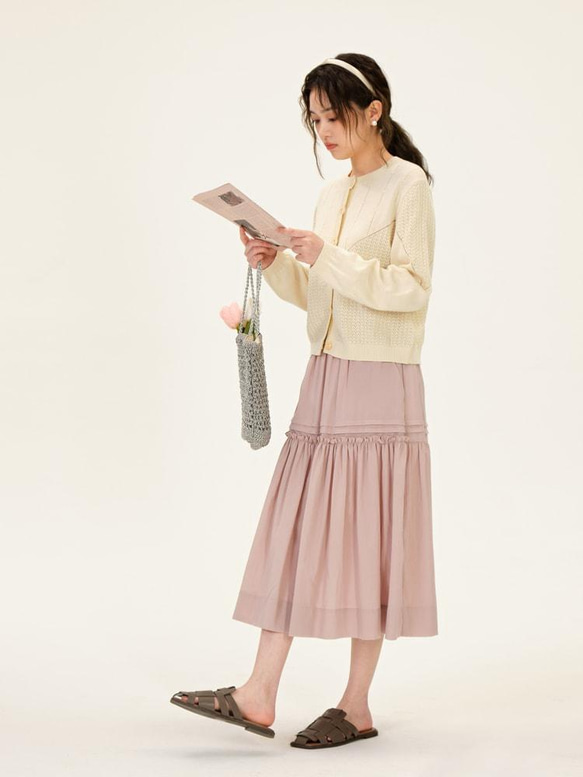 鏤空透氣棉麻針織開衫-牛奶白|針織衫|三色|春夏款|Sora-910 第10張的照片