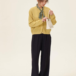 鏤空透氣棉麻針織開衫-姜黄色|針織衫|三色|春夏款|Sora-910 第13張的照片