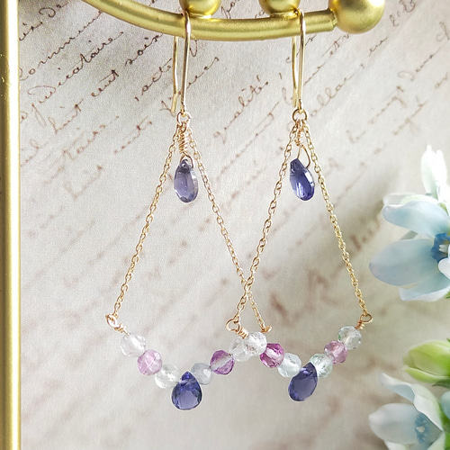 アメジスト♡アジアンシャンデリア　ピアス チタンピアス アメジスト カボソン