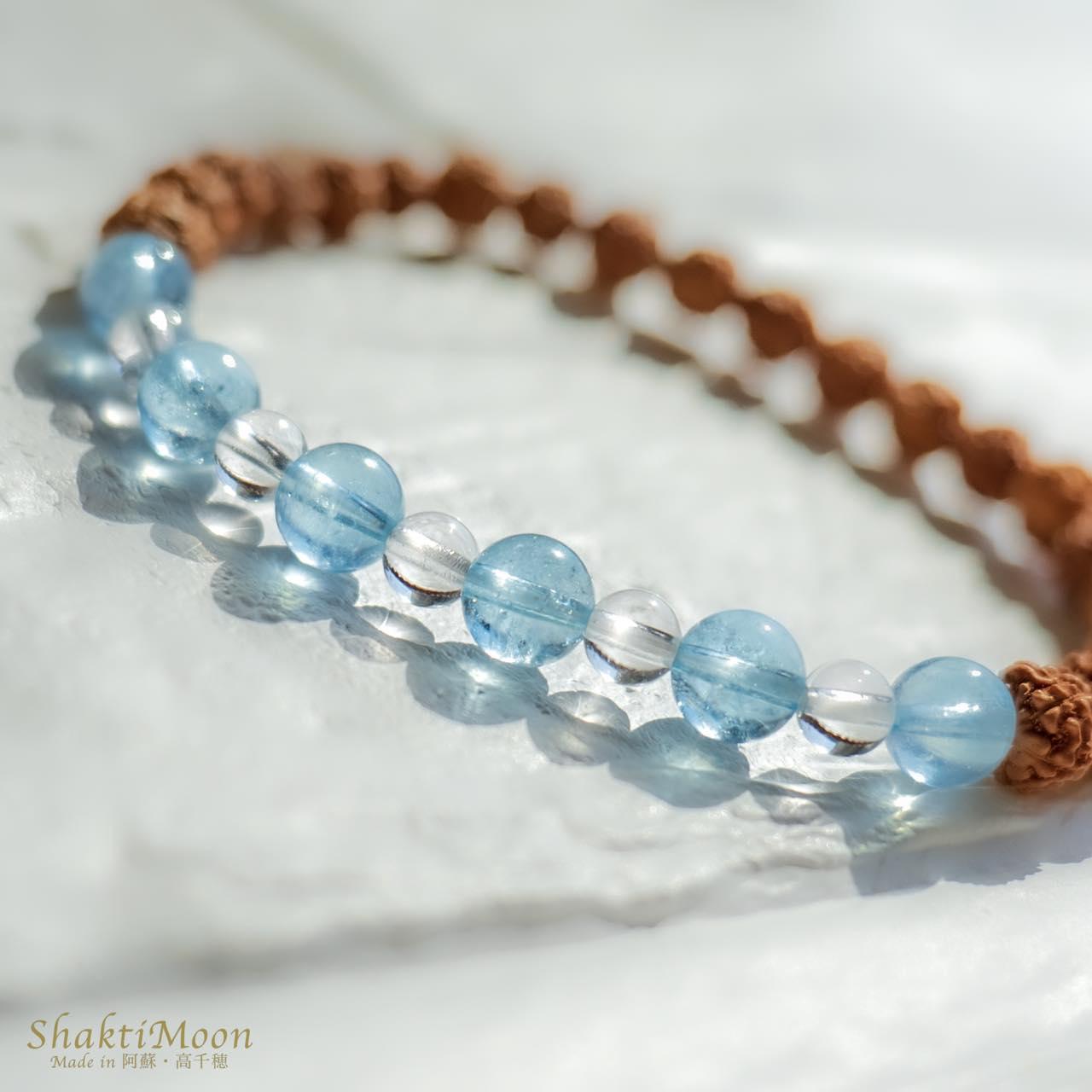 【幸せな結婚・癒しのお守り！3月誕生石・高品質アクアマリン】レア・希少！極小4mm・5mm・6mm天然石ルドラクシャブレ