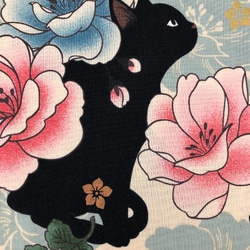 猫　大判マスク付 OFF【SALE】ネコ 　ゆるVネックトップス    55cm丈　黒猫 3枚目の画像