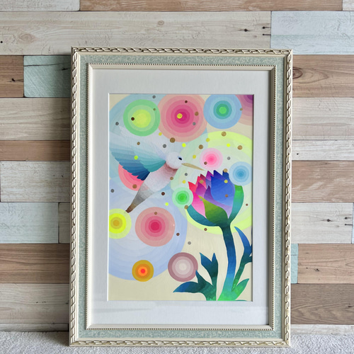 No.13 淡い光の中に』A4サイズ 癒やしとグラデーションのアクリル画  