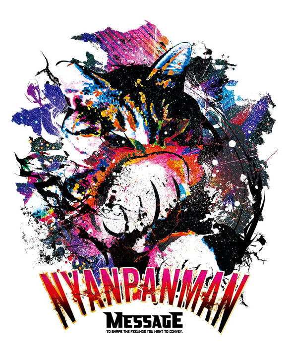 ねこパンチTシャツ「NYANPANMAN」 2枚目の画像