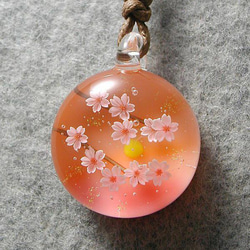 夕暮れの桜 とんぼ玉 ガラス ネックレス No2088 4枚目の画像