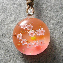 夕暮れの桜 とんぼ玉 ガラス ネックレス No2088 2枚目の画像