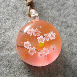 夕暮れの桜 とんぼ玉 ガラス ネックレス No2088 3枚目の画像