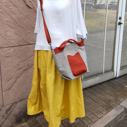 スマホポケットと持ち手が使いやすいトートとショルダー2wayバッグ　帆布✕本革　Zess fino  日本製 6枚目の画像