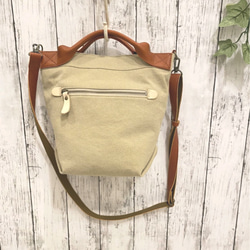 スマホポケットと持ち手が使いやすいトートとショルダー2wayバッグ　帆布✕本革　Zess fino  日本製 3枚目の画像