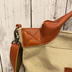 スマホポケットと持ち手が使いやすいトートとショルダー2wayバッグ　帆布✕本革　Zess fino  日本製 5枚目の画像