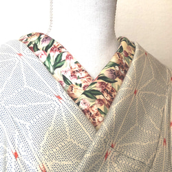 【B品】寿喜堂オリジナル半襟【此処なにゃん】ピンクラベンダー【カット難あり】 3枚目の画像