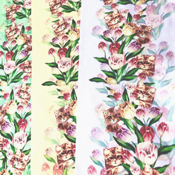 【B品】寿喜堂オリジナル半襟【此処なにゃん】ピンクラベンダー【カット難あり】 2枚目の画像