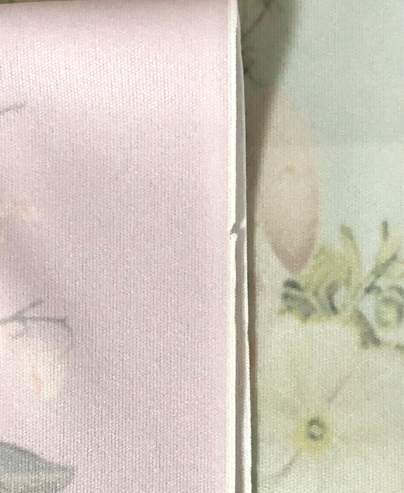 【B品】寿喜堂オリジナル半襟【此処なにゃん】ピンクラベンダー【カット難あり】 4枚目の画像