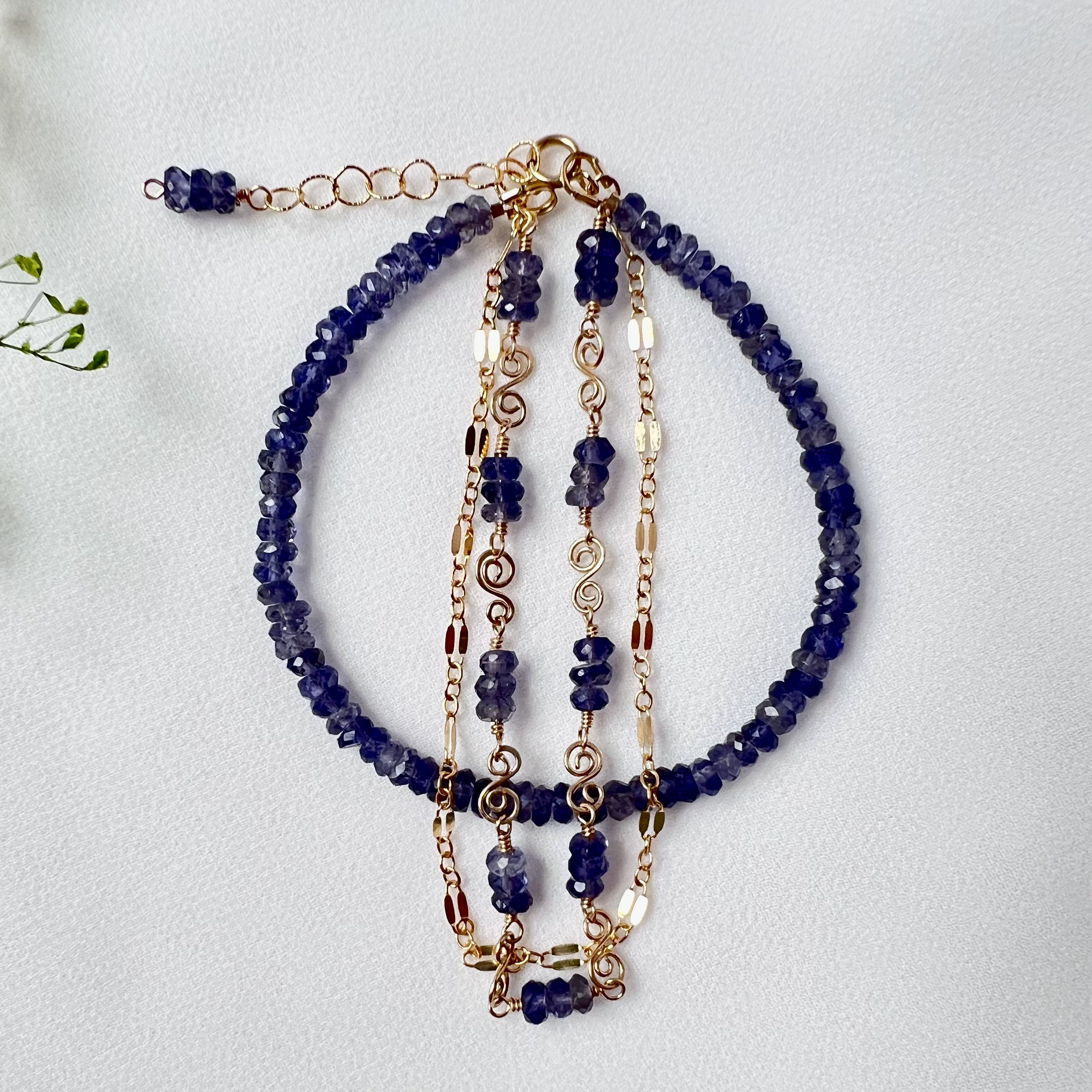 アイオライトの3連ブレスレット_14kgf