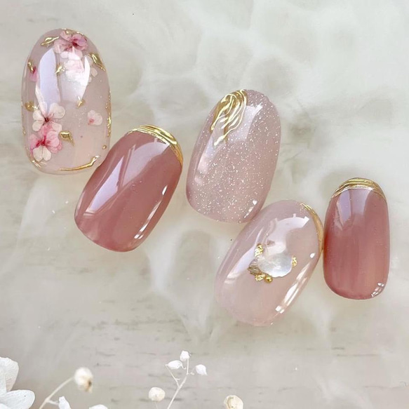 うるるん淡色】押し花ネイル/シンプルネイル/ミラーネイル/ブライダル