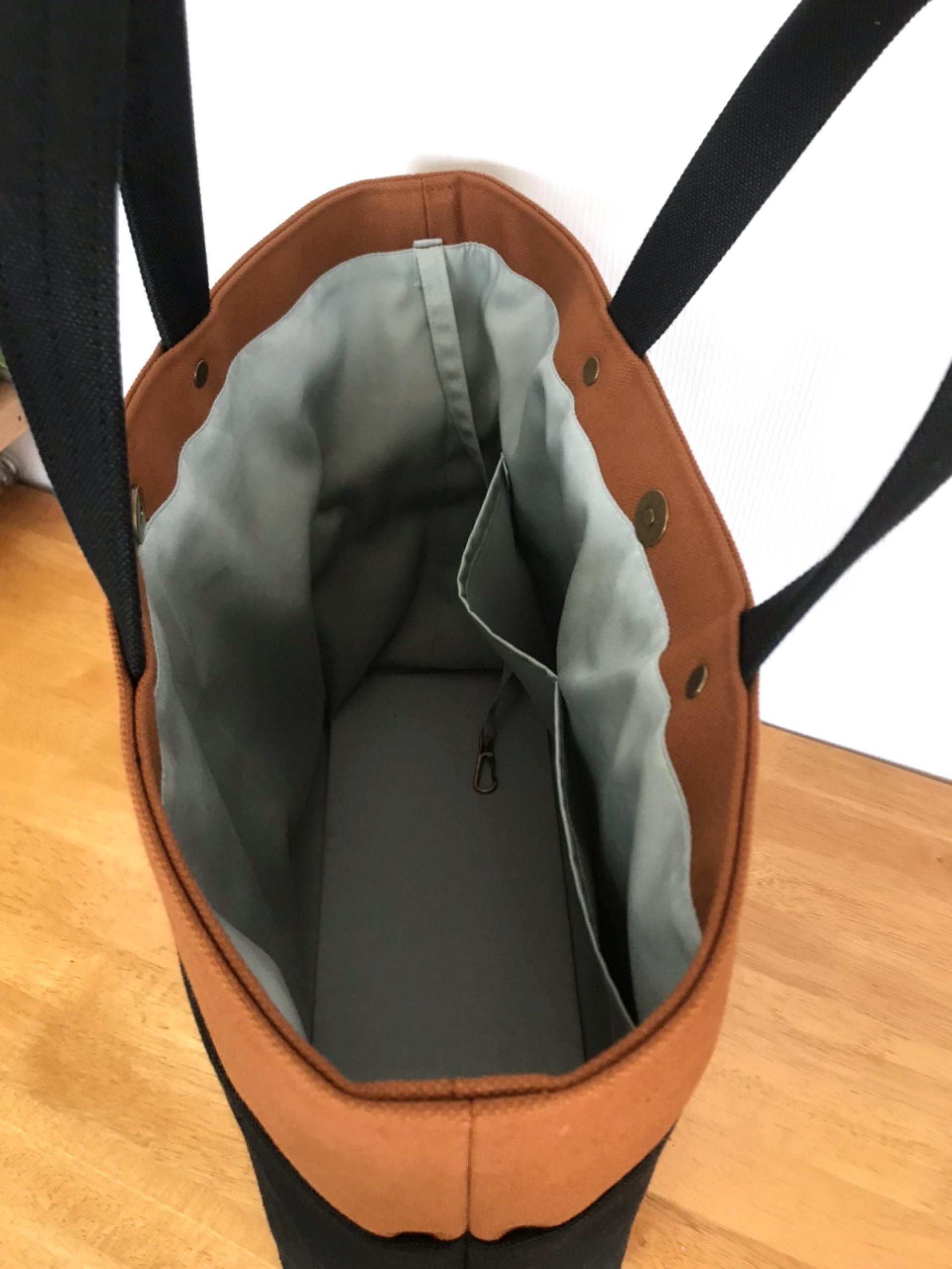 【受注製作】帆布トートバッグ（Lサイズ、黒＋キャメル）