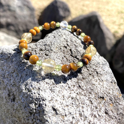 【大地の鼓動、金の煌めき◆豊かさ、繁栄の象徴】ルチルクォーツ　シトリン　イエロータイガーアイ　ペリドット　 6枚目の画像