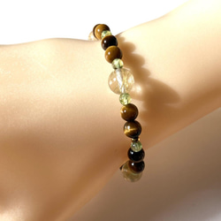 【大地の鼓動、金の煌めき◆豊かさ、繁栄の象徴】ルチルクォーツ　シトリン　イエロータイガーアイ　ペリドット　 4枚目の画像