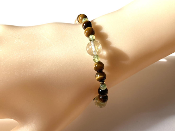 【大地の鼓動、金の煌めき◆豊かさ、繁栄の象徴】ルチルクォーツ　シトリン　イエロータイガーアイ　ペリドット　 4枚目の画像