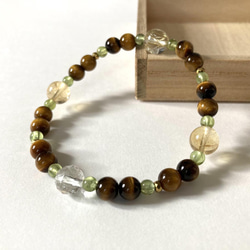 【大地の鼓動、金の煌めき◆豊かさ、繁栄の象徴】ルチルクォーツ　シトリン　イエロータイガーアイ　ペリドット　 2枚目の画像