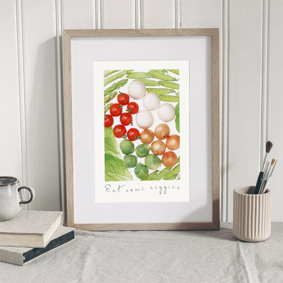 野菜のポスター / アートポスター カラー 縦長 ミニマル ベジタブル 野菜 トマト キャベツ 玉ねぎ 豆 3枚目の画像